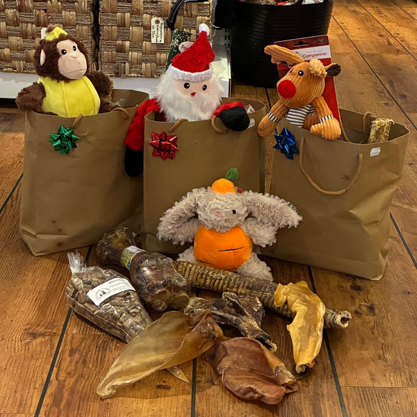 Julepose til hunden fyldt med lækkerier