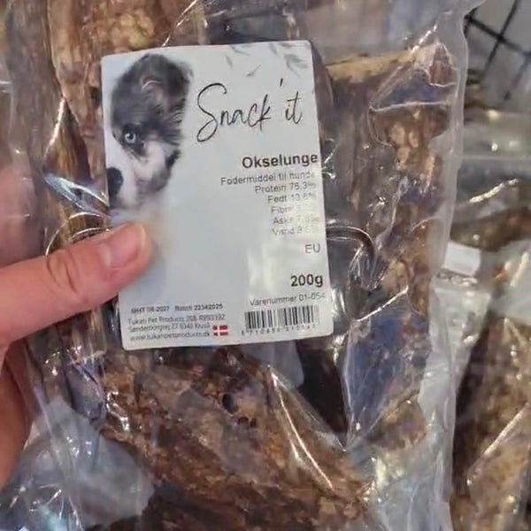 Tørrede okselunger - naturlig godbid - pose 200 gram