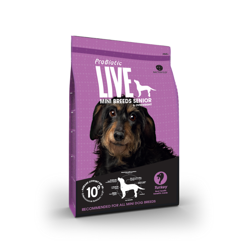 Probiotic Live Senior og overvægt Mini Breeds med Kalkun - 2,00 kg