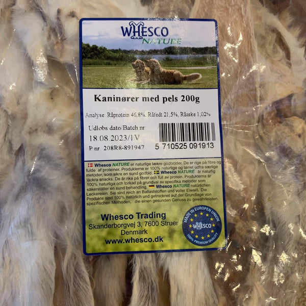 Kaninører med pels - stor pose 200 gram